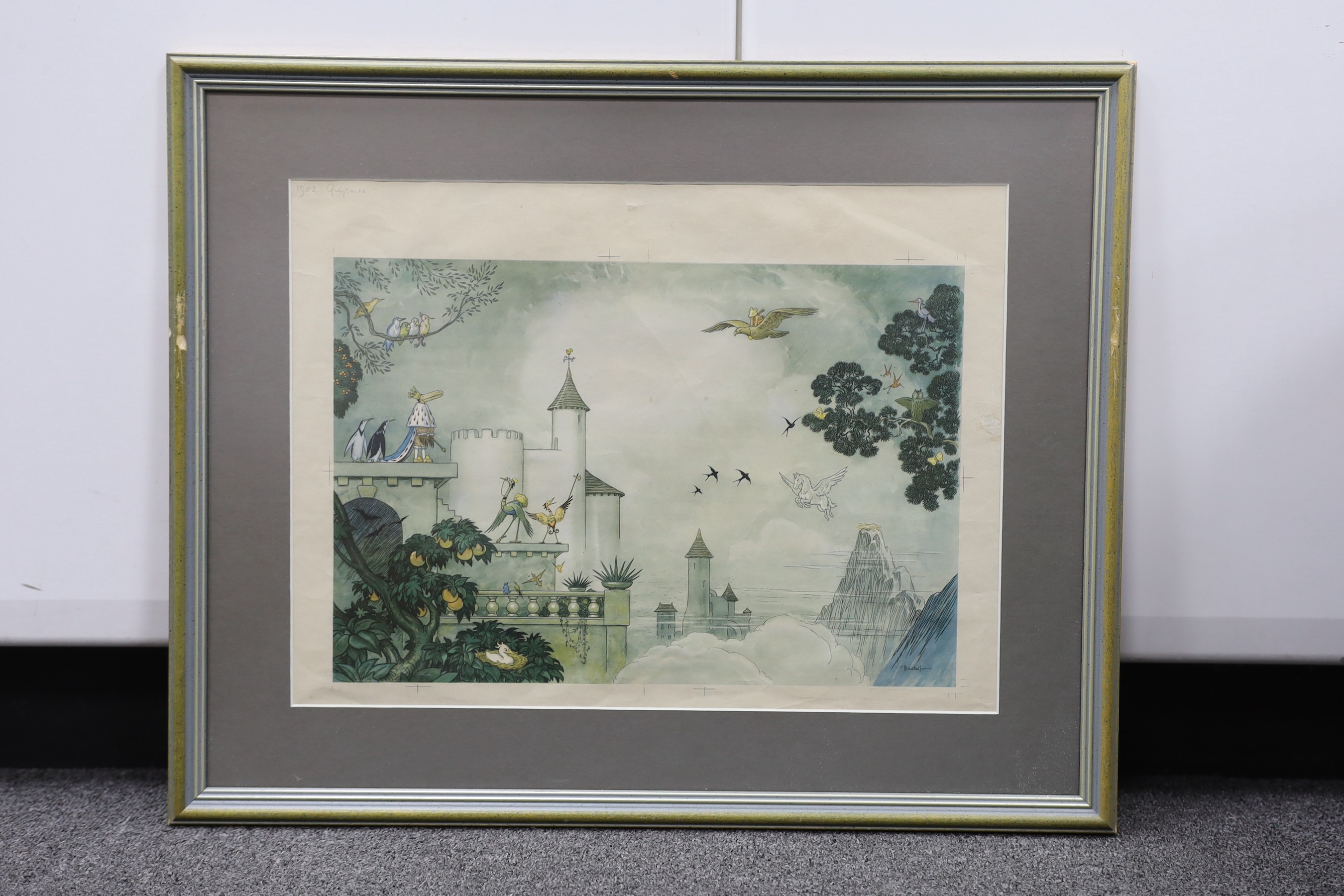 After Alfred Bestall (1892-1986) 1952 Rupert Bear Annual printer’s proof of the endpapers, from Greycaines Printers, 30 x 42cms.